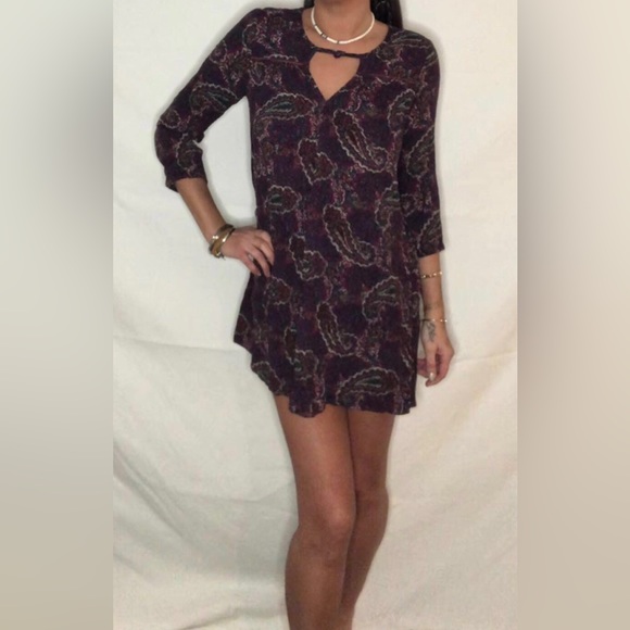 Purple Paisley Patterned Spring Summer Dress - Picture 2 of 6